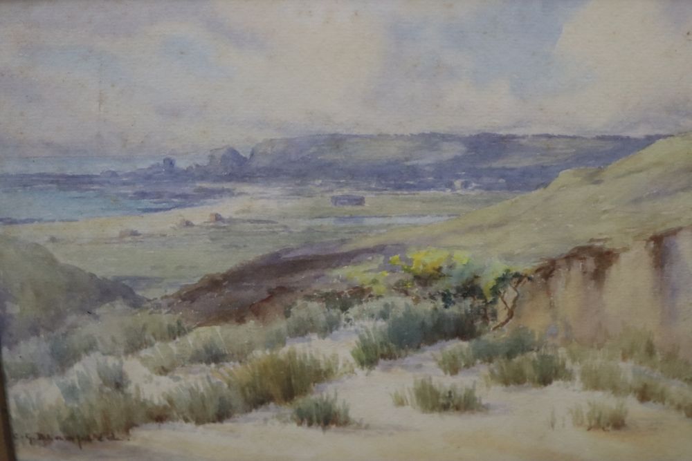 Clifford George Blampied (1875-1962), watercolour, St Ouens from the dunes, signed, 17.5 x 25cm